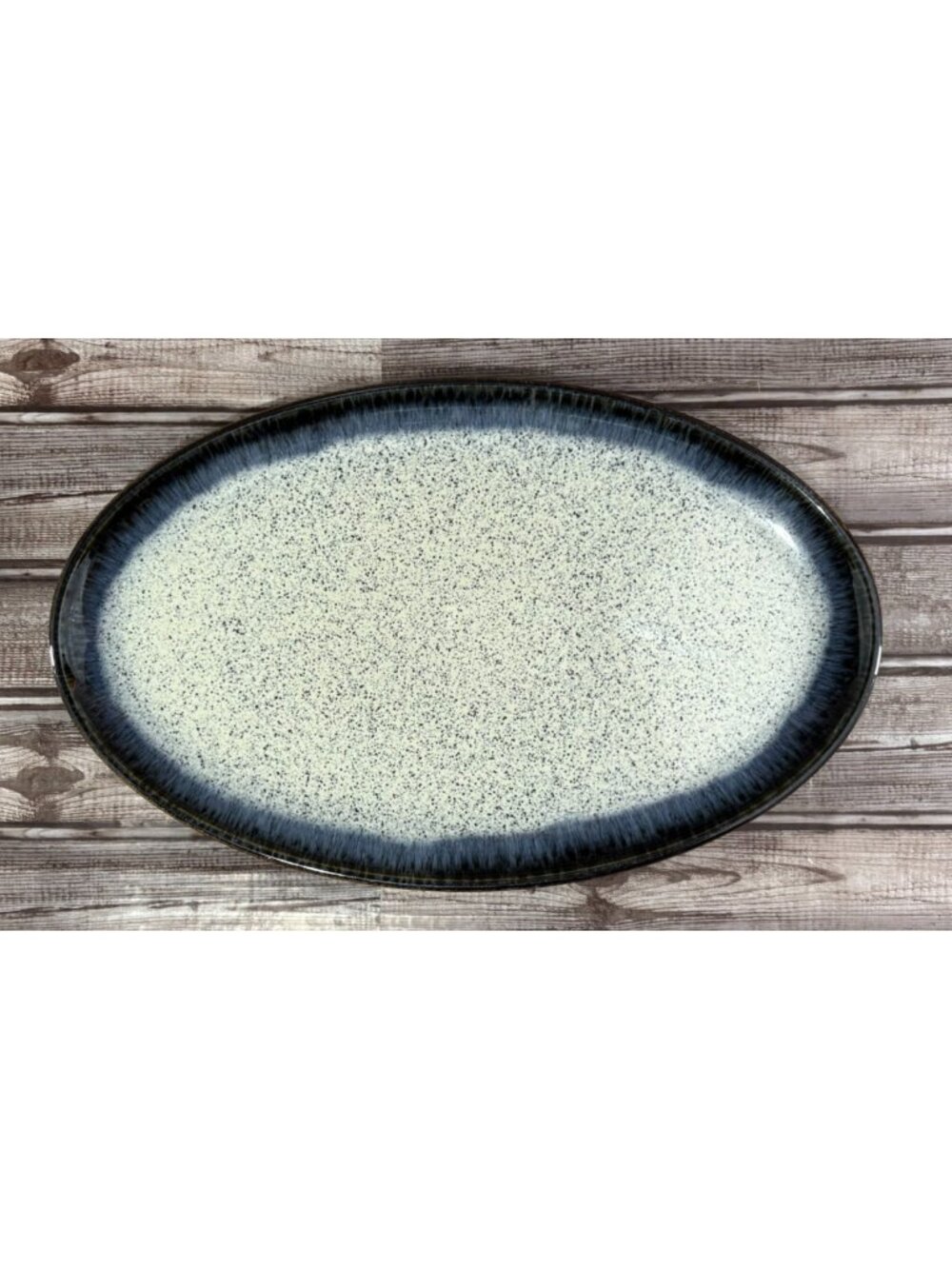 Denby Halo Oval Serving Plater Green England Stoneware 15.5"